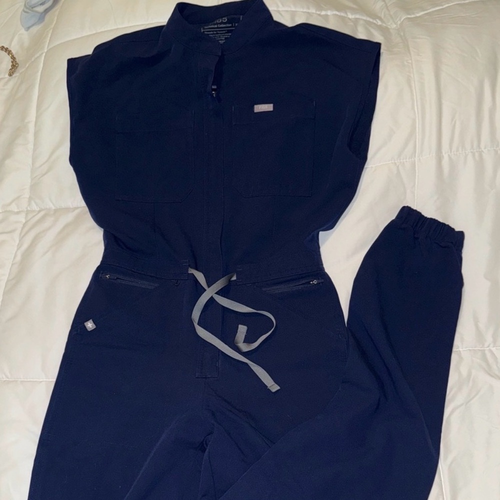 Figs Dark Blue Jumpsuit with Gray Accents